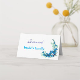 Sky Blue Floral Wedding Folded Place Card Platzkarte