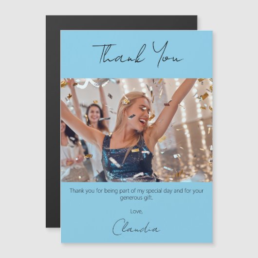 Sky blue Foto danke Magnetkarte (Vorne/Hinten)