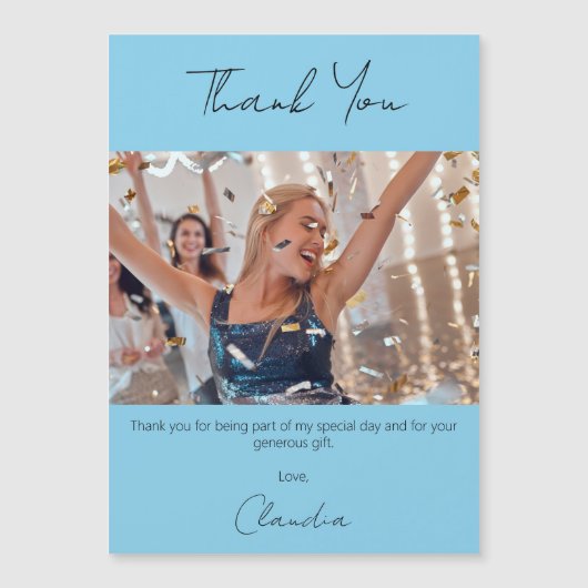 Sky blue Foto danke Magnetkarte (Vorderseite)