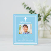 Sky Blue Foto First Holy Community Einladung (Stehend Vorderseite)