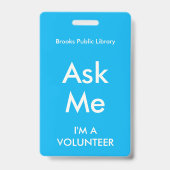 Sky Blue Frag Me Abzeichen für Freiwillige Ausweis (Back)