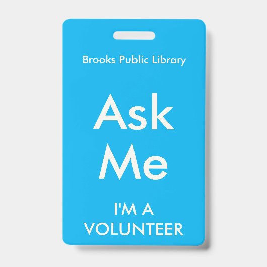 Sky Blue Frag Me Abzeichen für Freiwillige Ausweis (Front)