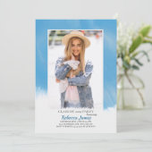 Sky Blue Frame Abschluss Einladung (Stehend Vorderseite)