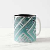 Sky Blue Geometric Circuit Board Zweifarbige Tasse (VorderseiteRechts)