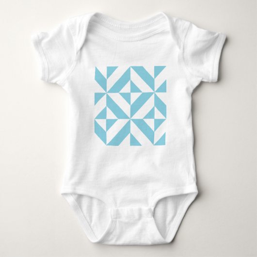 Sky Blue Geometric Deko Cube Pattern Baby Strampler (Vorderseite)