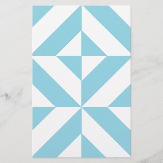 Sky Blue Geometric Deko Cube Pattern Briefpapier (Vorderseite)