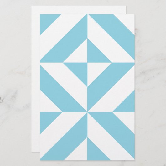 Sky Blue Geometric Deko Cube Pattern Briefpapier (Vorne/Hinten)