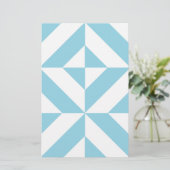 Sky Blue Geometric Deko Cube Pattern Briefpapier (Stehend Vorderseite)