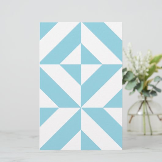 Sky Blue Geometric Deko Cube Pattern Briefpapier (Stehend Vorderseite)