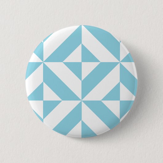Sky Blue Geometric Deko Cube Pattern Button (Vorderseite)