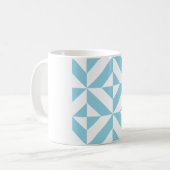 Sky Blue Geometric Deko Cube Pattern Kaffeetasse (Vorderseite Links)