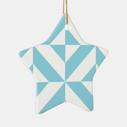 Sky Blue Geometric Deko Cube Pattern Keramik Ornament (Rechts)