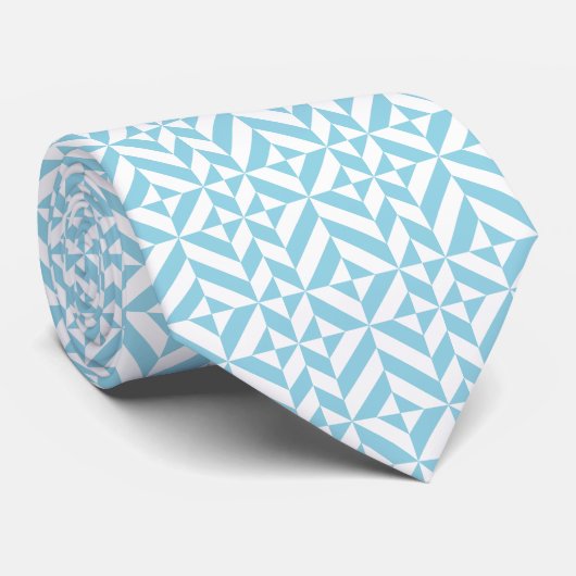 Sky Blue Geometric Deko Cube Pattern Krawatte (Gerollt)