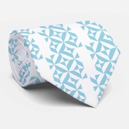 Sky Blue Geometric Deko Cube Pattern Krawatte (Gerollt)