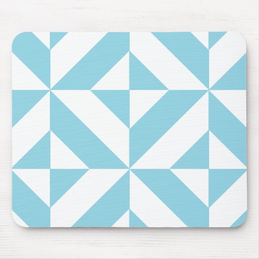 Sky Blue Geometric Deko Cube Pattern Mousepad (Vorne)