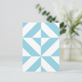 Sky Blue Geometric Deko Cube Pattern Postkarte (Stehend Vorderseite)