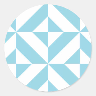 Sky Blue Geometric Deko Cube Pattern Runder Aufkleber