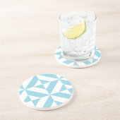 Sky Blue Geometric Deko Cube Pattern Sandstein Untersetzer (Seite)