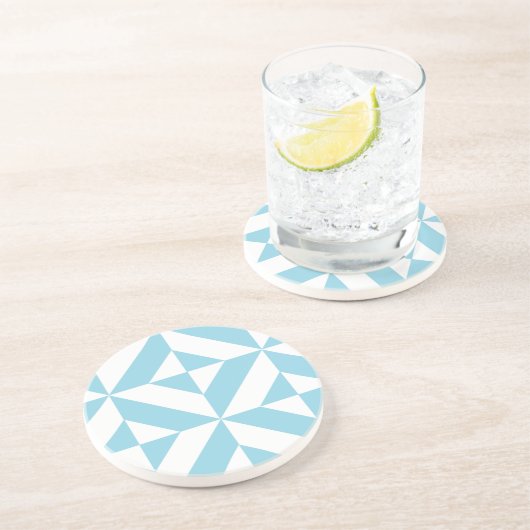 Sky Blue Geometric Deko Cube Pattern Sandstein Untersetzer (Seite)