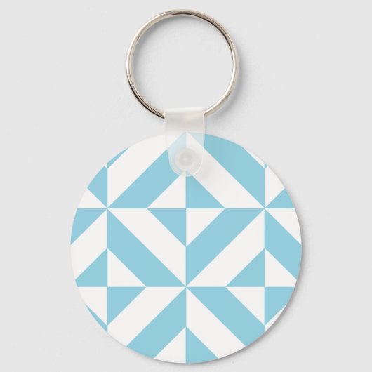 Sky Blue Geometric Deko Cube Pattern Schlüsselanhänger (Vorderseite)