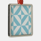 Sky Blue Geometric Deko Cube Pattern Silbernes Ornament (Rechts)