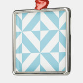 Sky Blue Geometric Deko Cube Pattern Silbernes Ornament (Links)