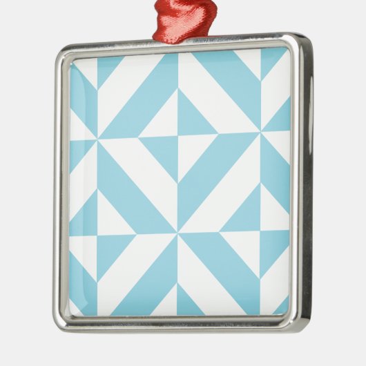 Sky Blue Geometric Deko Cube Pattern Silbernes Ornament (Links)