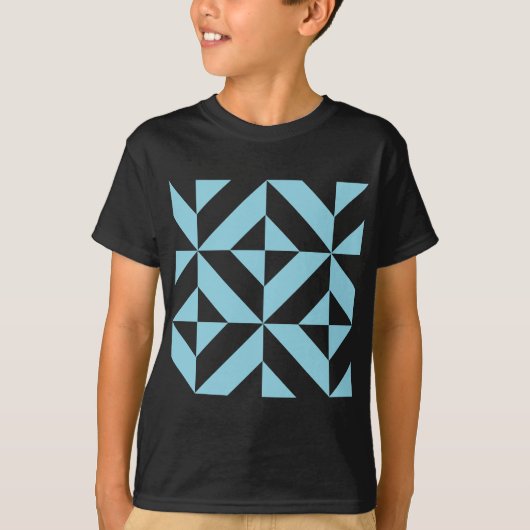 Sky Blue Geometric Deko Cube Pattern T-Shirt (Vorderseite)