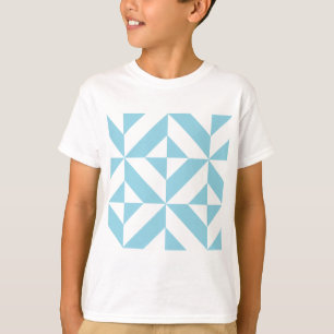 Sky Blue Geometric Deko Cube Pattern T-Shirt