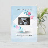 Sky blue & gerahmt Baby Ultraschall Foto Ankündigung (Stehend Vorderseite)