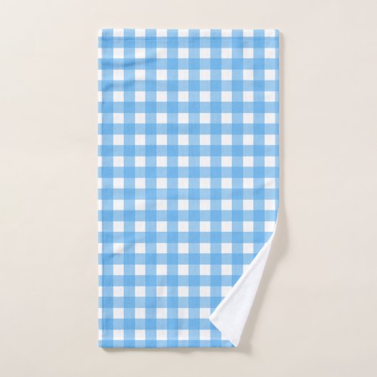 Sky Blue Gingham Badhandtuch Set (Handtuch)