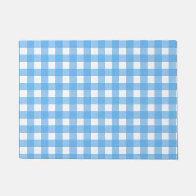 Sky Blue Gingham Fußmatte (Vorderseite)