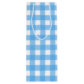 Sky Blue Gingham Geschenktüte Für Weinflaschen (Rückseite)