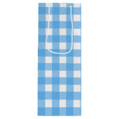 Sky Blue Gingham Geschenktüte Für Weinflaschen (Vorderseite)