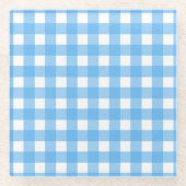 Sky Blue Gingham Glasuntersetzer (Vorderseite)