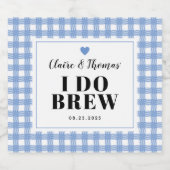 Sky Blue Gingham I Do Brew Wedding Party Bierflaschenetikett (Einzelnes Label)