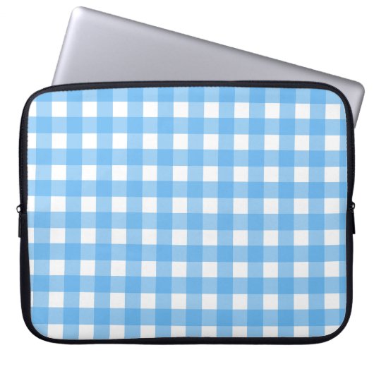 Sky Blue Gingham Laptopschutzhülle (Vorderseite)