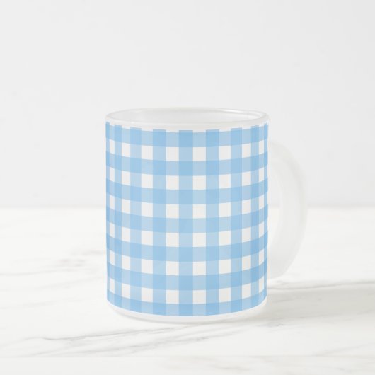 Sky Blue Gingham Mattglastasse (VorderseiteRechts)