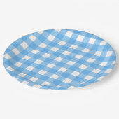 Sky Blue Gingham Pappteller (Schrägansicht)