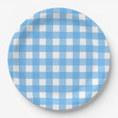 Sky Blue Gingham Pappteller (Vorderseite)