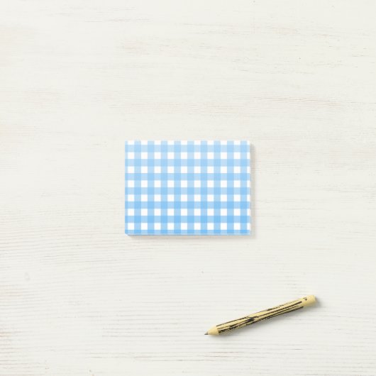 Sky Blue Gingham Post-it Klebezettel (Auf Schreibtisch)