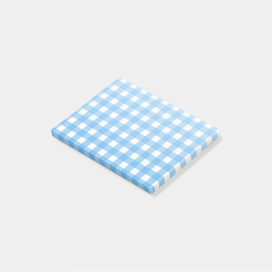 Sky Blue Gingham Post-it Klebezettel (angewinkelt)