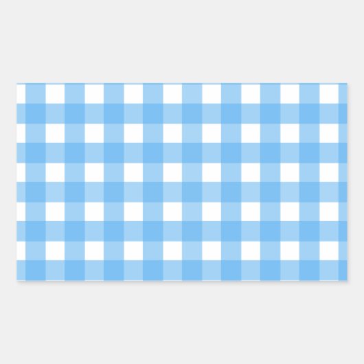 Sky Blue Gingham Rechteckiger Aufkleber (Vorderseite)