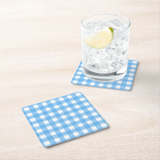 Sky Blue Gingham Rechteckiger Pappuntersetzer (Vor Ort)
