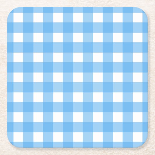 Sky Blue Gingham Rechteckiger Pappuntersetzer (Vorderseite)