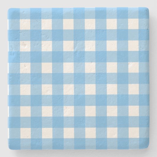 Sky Blue Gingham Steinuntersetzer (Vorderseite)
