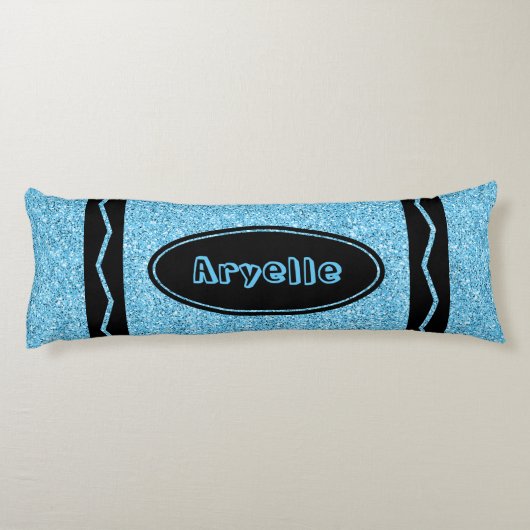 Sky Blue Glitzer Crayon Individuelle Name Body Pil Seitenschläferkissen (Rückseite)