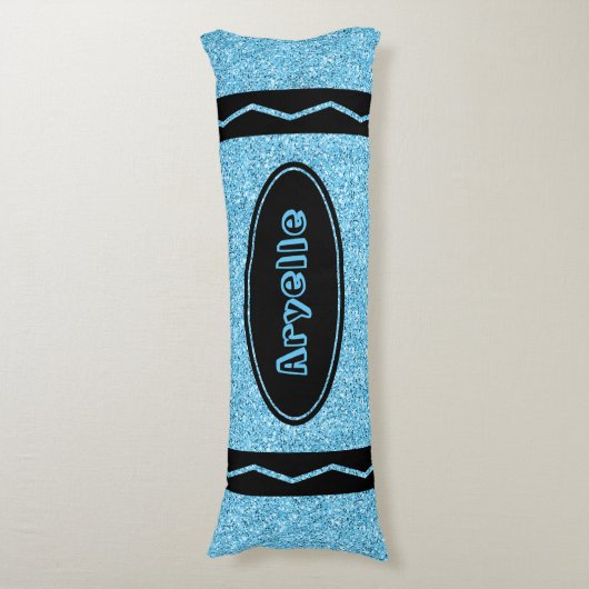 Sky Blue Glitzer Crayon Individuelle Name Body Pil Seitenschläferkissen (Vorderseite Vertikal)