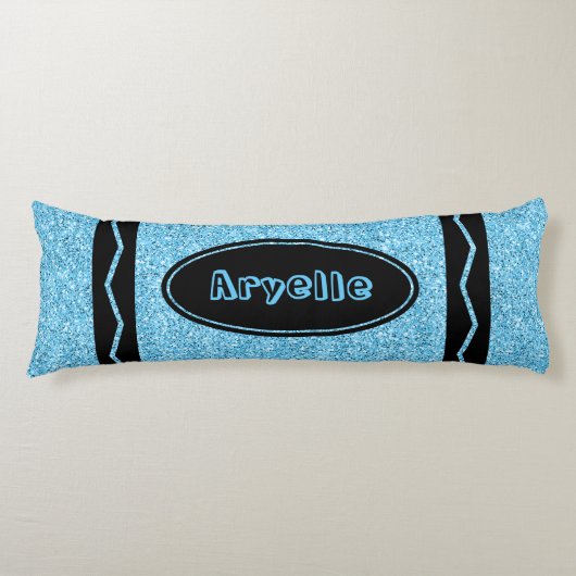 Sky Blue Glitzer Crayon Individuelle Name Body Pil Seitenschläferkissen (Vorderseite)