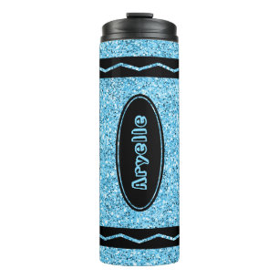 Sky Blue Glitzer Crayon Individuelle Name Drink Tu Thermosbecher